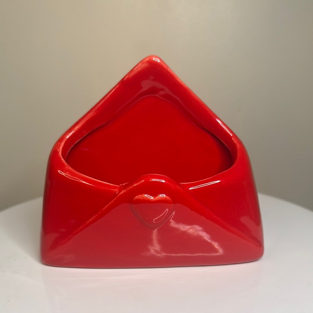 Red Ceramic Heart Envelope Decor